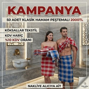 Toptan Klasik Hamam Peştemalı 50 Adet Paket